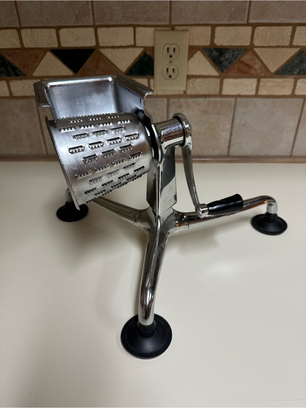 Stainless Steel Rotary Cheese and Vegetable Grater - Silver